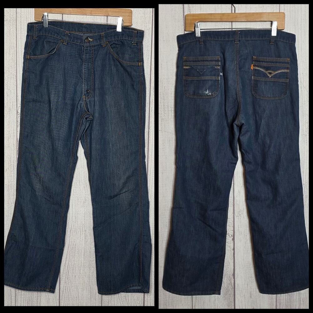 Vintage Levi’s For Men Orange Tab Jeans 34x29 Dark Wash Straight Leg Distressed
